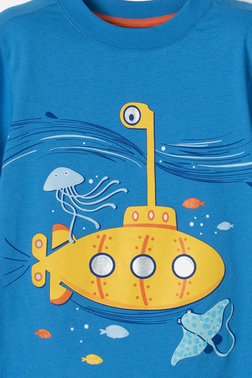 Card slide image -  CAMISETA LITTLEMIC AZUL CUELLO REDONDO PARA NIÑO 2T A 5T