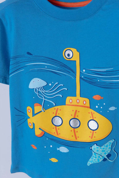 CAMISETA LITTLEMIC AZUL CUELLO REDONDO PARA NIÑO 2T A 5T