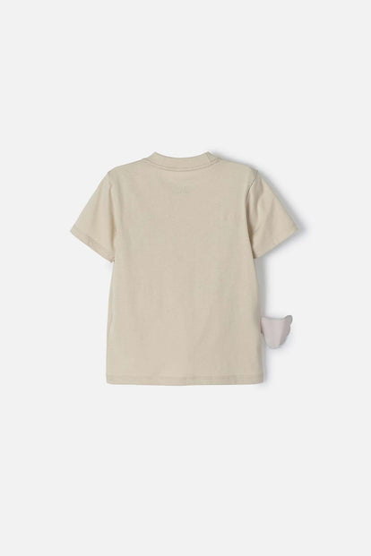 CAMISETA LITTLEMIC CAQUI ESTAMPADA EN FRENTE PARA NIÑO 2T A 5T