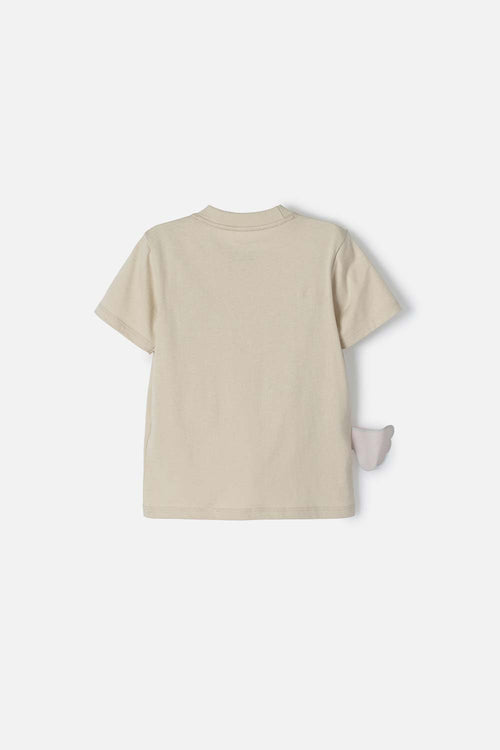 CAMISETA LITTLEMIC CAQUI ESTAMPADA EN FRENTE PARA NIÑO 2T A 5T