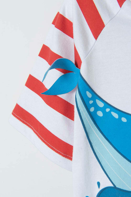 CAMISETA LITTLEMIC BLANCO Y ROJO MANGA CORTA PARA NIÑO 2T A 5T