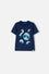 CAMISETA LITTLEMIC AZUL CUELLO REDONDO PARA NIÑO 2T A 5T