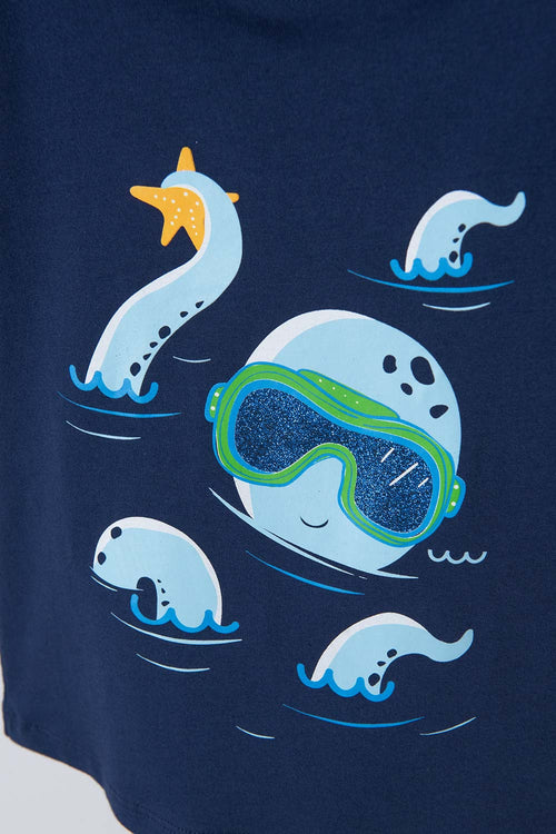 Card slide image -  CAMISETA LITTLEMIC AZUL CUELLO REDONDO PARA NIÑO 2T A 5T