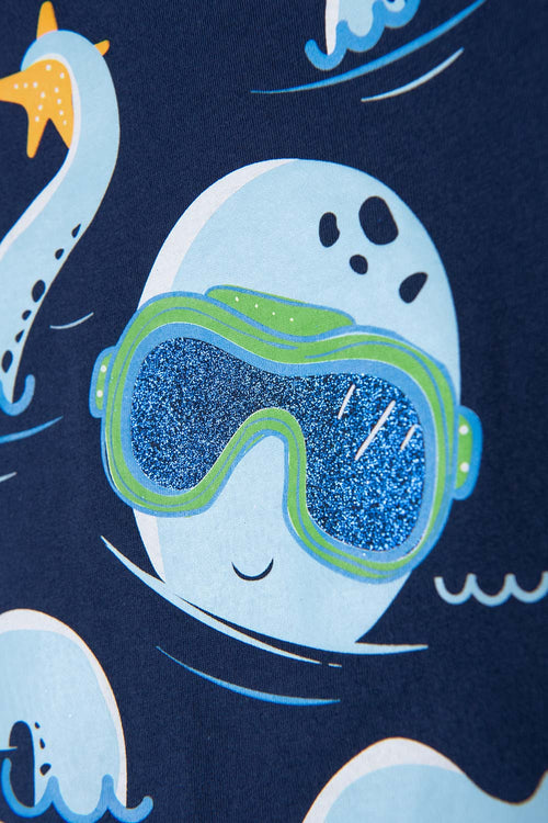 Card slide image -  CAMISETA LITTLEMIC AZUL CUELLO REDONDO PARA NIÑO 2T A 5T