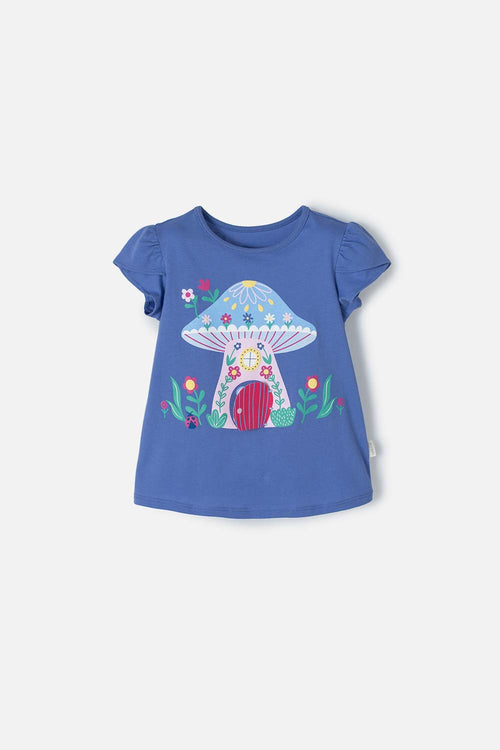 Card slide image -  CAMISETA LITTLEMIC AZUL ESTAMPADA EN FRENTE PARA NIÑA 2T A 5T