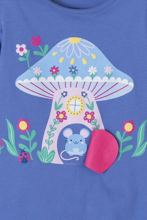 Card slide image -  CAMISETA LITTLEMIC AZUL ESTAMPADA EN FRENTE PARA NIÑA 2T A 5T