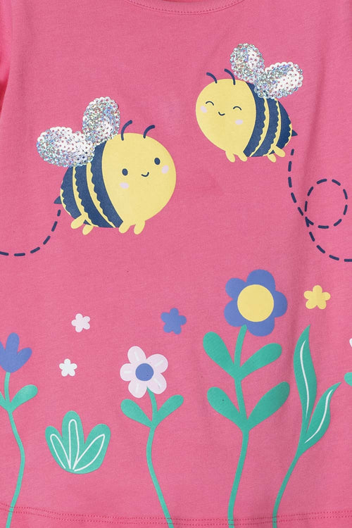 CAMISETA LITTLEMIC ROSADA MANGA CORTA PARA NIÑA 2T A 5T