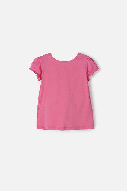 CAMISETA LITTLEMIC ROSADA MANGA CORTA PARA NIÑA 2T A 5T