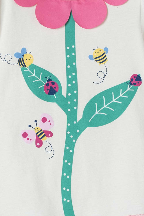 CAMISETA LITTLEMIC MARFIL CUELLO REDONDO PARA NIÑA 2T A 5T