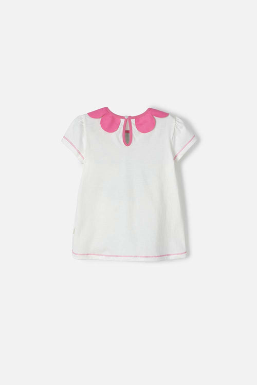 CAMISETA LITTLEMIC MARFIL CUELLO REDONDO PARA NIÑA 2T A 5T