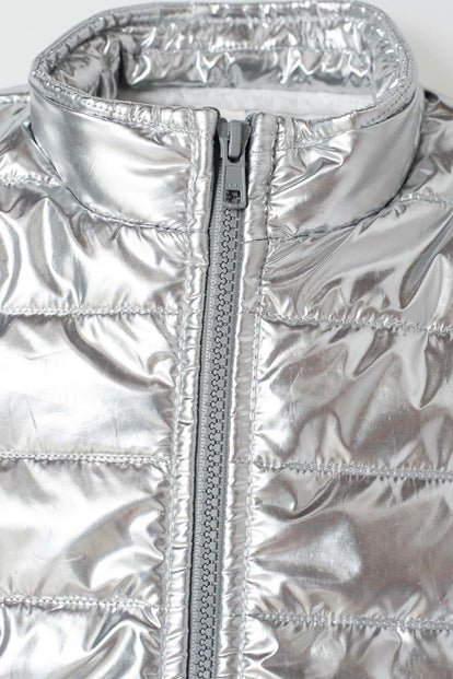 CHALECO MIC COLOR PLATA CON CIERRE FRONTAL PARA NIÑA