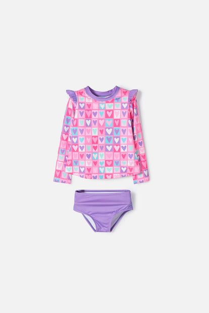 VESTIDO DE BAÑO LITTLEMIC MANGA LARGA MULTICOLOR PARA NIÑA 2T A 5T