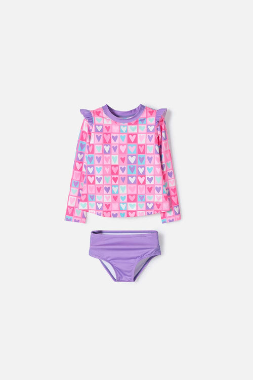 VESTIDO DE BAÑO LITTLEMIC MANGA LARGA MULTICOLOR PARA NIÑA 2T A 5T