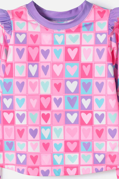 VESTIDO DE BAÑO LITTLEMIC MANGA LARGA MULTICOLOR PARA NIÑA 2T A 5T