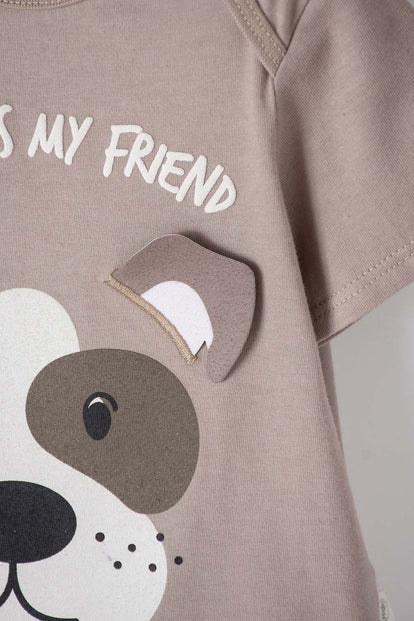 CONJUNTO  DE LITTLEMIC CON PANTALÓN LARGO GRIS Y TAUPE PARA BEBÉ NIÑO