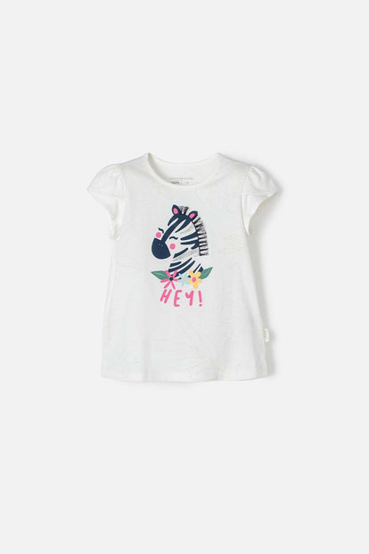  CAMISETA DE LITTLEMIC MANGA CORTA MARFIL PARA NIÑA 2T A 5T