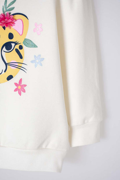 BUZO DE LITTLEMIC CERRADO MARFIL PARA NIÑA 2T A 5T