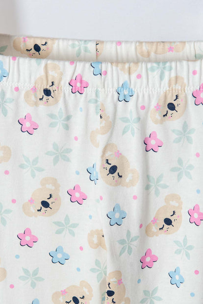 PIJAMA DE LITTLEMIC CON PANTALÓN LARGO MARFIL Y ROSADO PARA NIÑA 2T A 5T