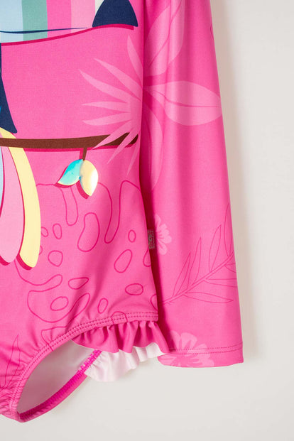 VESTIDO DE BAÑO LITTLEMIC ENTERO ROSADO PARA NIÑA 2T A 5T