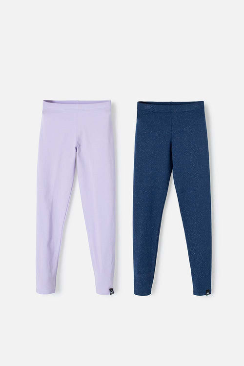Card slide image -  PACK X2 LEGGINS DE MIC LAVANDA Y AZUL PARA NIÑA