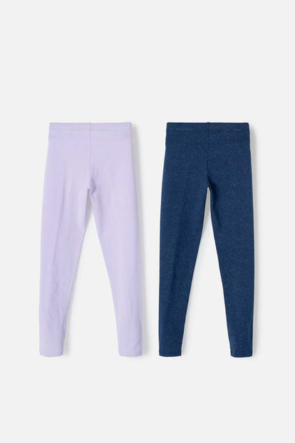 PACK X2 LEGGINS DE MIC LAVANDA Y AZUL PARA NIÑA