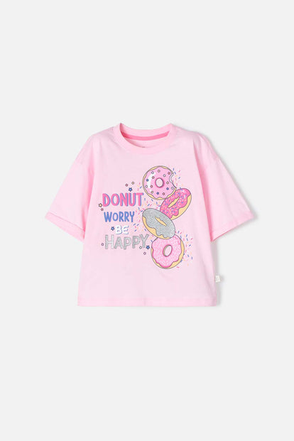 CAMISETA DE MIC MANGA CORTA ROSADO PARA NIÑA