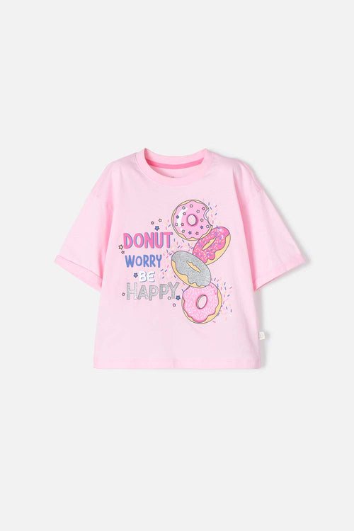 CAMISETA DE MIC MANGA CORTA ROSADO PARA NIÑA