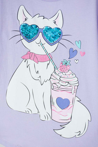 CAMISETA DE MIC MANGA CORTA LILA PARA NIÑA