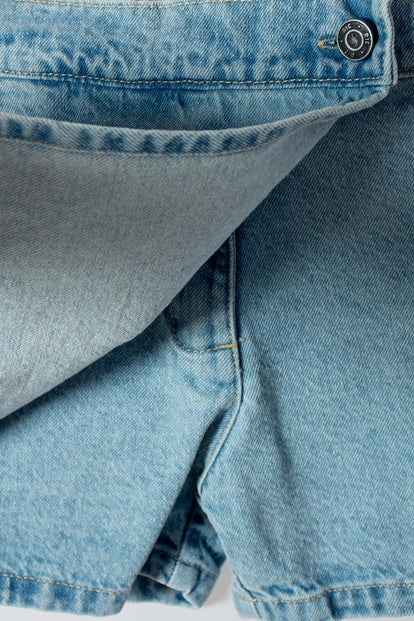 FALDA DE MIC CON BOLSILLOS AZUL PARA NIÑA