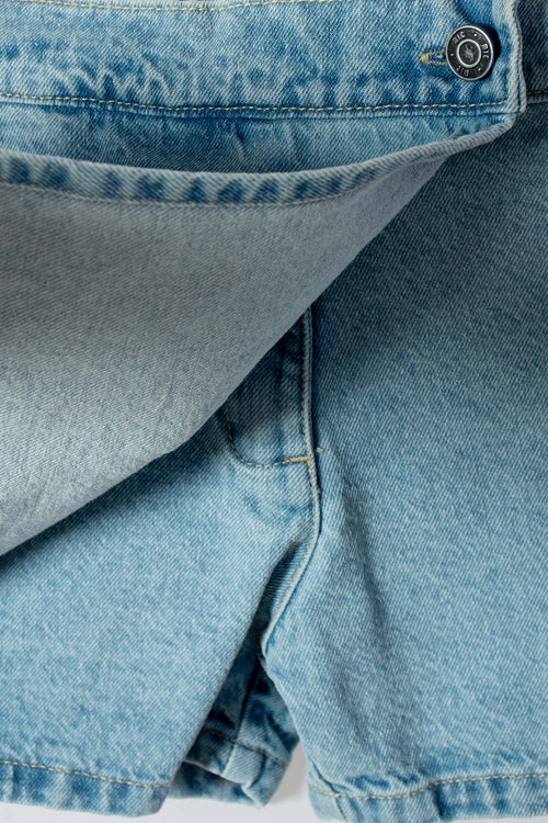 FALDA DE MIC CON BOLSILLOS AZUL PARA NIÑA