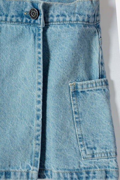 FALDA DE MIC CON BOLSILLOS AZUL PARA NIÑA