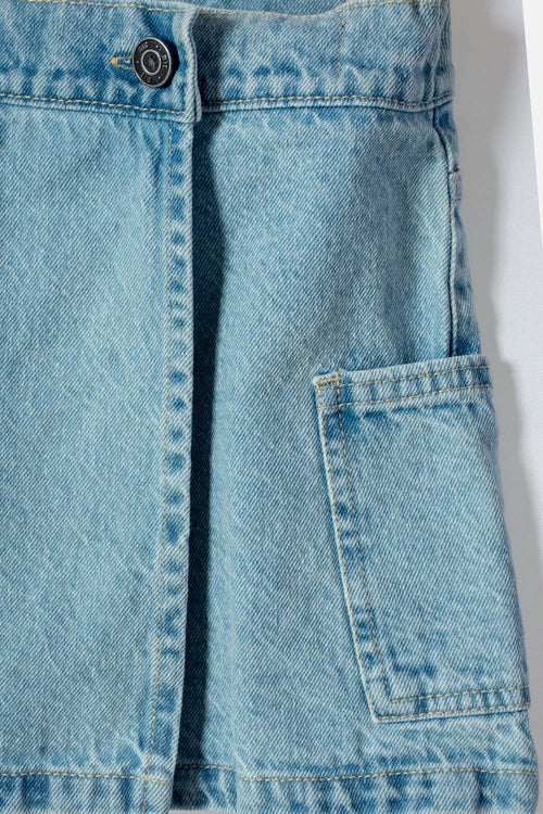 FALDA DE MIC CON BOLSILLOS AZUL PARA NIÑA