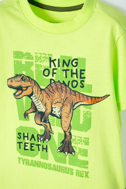 CAMISETA DE LITTLEMIC MANGA CORTA VERDE PARA NIÑO 2T A 5T