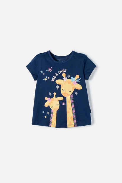 CAMISETA DE LITTLEMIC MANGA CORTA AZUL PARA NIÑA 2T A 5T