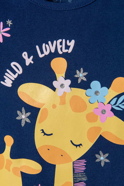 CAMISETA DE LITTLEMIC MANGA CORTA AZUL PARA NIÑA 2T A 5T