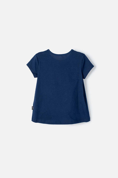 CAMISETA DE LITTLEMIC MANGA CORTA AZUL PARA NIÑA 2T A 5T