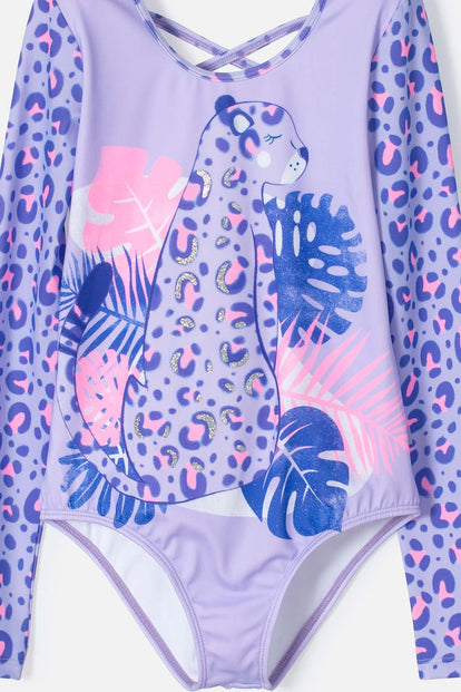 VESTIDO DE BAÑO MIC MANGA LARGA MORADO PARA NIÑA