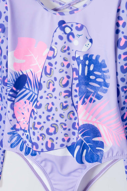 VESTIDO DE BAÑO MIC MANGA LARGA MORADO PARA NIÑA