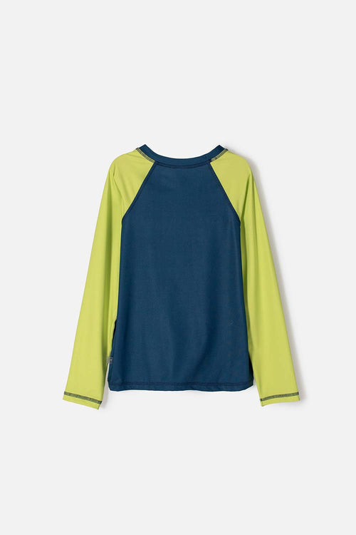 CAMISETA DE BAÑO DE MIC AZUL Y VERDE PARA NIÑO