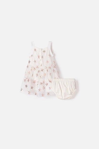  VESTIDO DE LITTLEMIC MANGA SISA CRUDO PARA NIÑA 2T A 5T