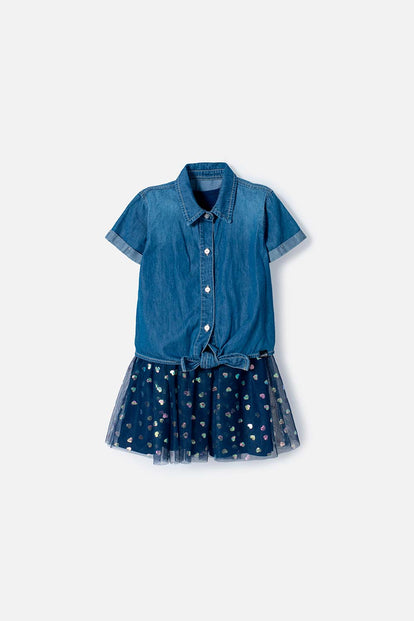 VESTIDO DE LITTLEMIC CON TULL AZUL PARA NIÑA 2T A 5T