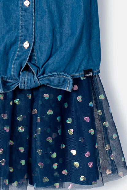 VESTIDO DE LITTLEMIC CON TULL AZUL PARA NIÑA 2T A 5T