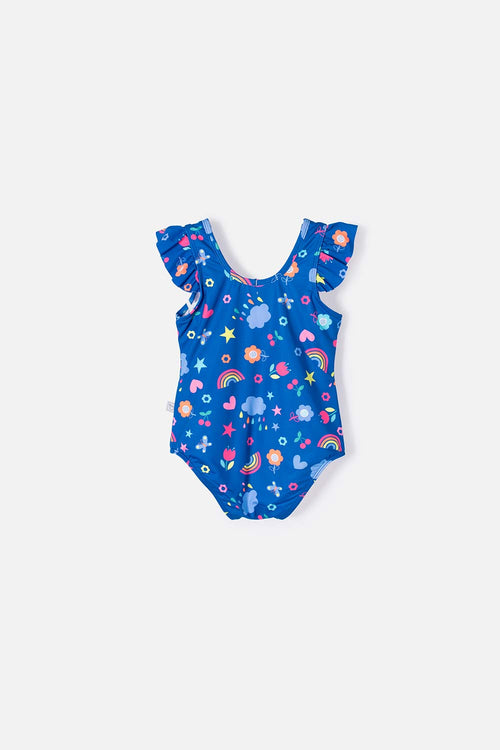 VESTIDO DE BAÑO DE LITTLEMIC AZUL PARA NIÑA 2T A 5T