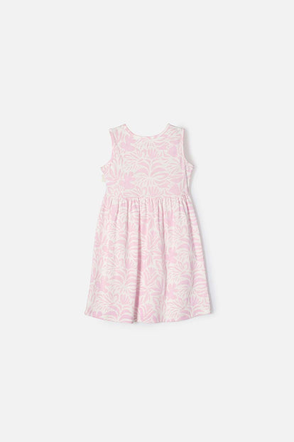 VESTIDO DE LITTLEMIC MARFIL Y ROSADO PARA NIÑA 2T A 5T