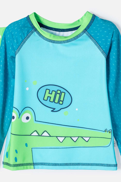 Card slide image -  CONJUNTO DE BAÑO DE LITTLEMIC MANGA LARGA VERDE PARA NIÑO 2T A 5T