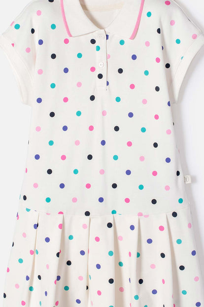 VESTIDO MIC MARFIL CORTO TIPO POLO PARA NIÑA