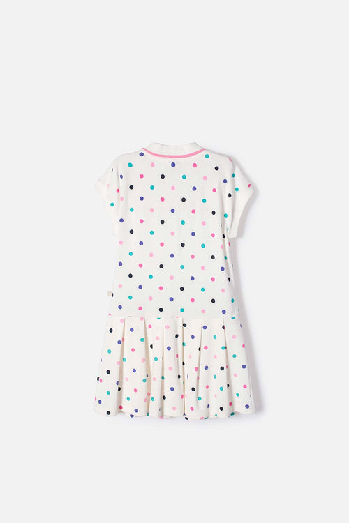 Card slide image -  VESTIDO MIC MARFIL CORTO TIPO POLO PARA NIÑA
