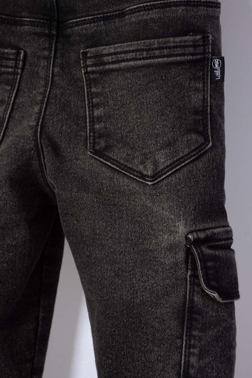 JOGGER DE LITTLEMIC CON BOLSILLOS NEGRO PARA NIÑO 2T A 5T