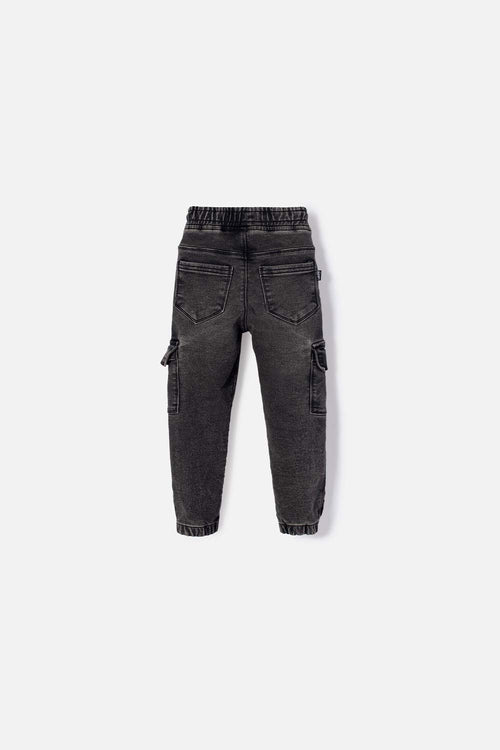 JOGGER DE LITTLEMIC CON BOLSILLOS NEGRO PARA NIÑO 2T A 5T