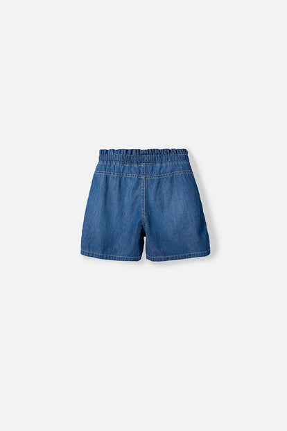 SHORT DE MIC CON CORDÓN AZUL PARA NIÑA